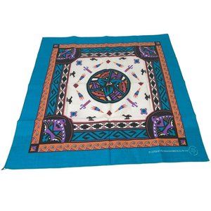Vintage Hav A Hank Bandana Made In USA Tribal Southwest Teal Purple